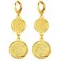 Gold Huggie Hoop Earrings with Dangle Charm|Platinum or 18K Gold Plated Allah Earrings,Small Heart/Coin Style Drop Earrings for Women Girls