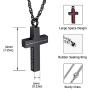 Cremation Jewelry for Ashes Cross Urn Necklaces for Ashes Stainless Steel Memorial Keepsake Jewelry Lord’s Prayer with 22+2''Adjustable Chain Simple Silver Cross Necklace-In Loving Memory&Forever Loved
