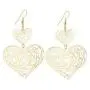 IDB Delicate Filigree Dangle Double Heart Drop Hook Earrings - Available in Silver and Gold Tones IDB Delicate Filigree Dangle Double Heart Drop Hook Earrings - Available in Silver and Gold Tones