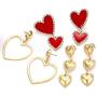 Heart Dangle Earrings Rhinestone Red Heart Stud Earrings Statement Heart Hoop Drop Earrings for Women Girls Valentine Gift
