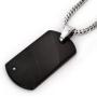 | Crucible Diamond Accent Polished Black Plated Tungsten Carbide Dog Tag Pendant - 24''