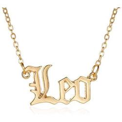 Modyle 18K Gold Plated Constellation Zodiac Necklaces Jewelry for Women Antique Style Designed Letter Taurus Aries Necklaces