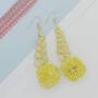 Raffia Filigree Drop Earrings Boho Pom Pom Gold Filigree Dangle Earrings Delicate Spiral Threader Earrings for Women Girls