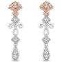 Jewelili Enchanted Disney Fine Jewelry 14K Rose Gold over Sterling Silver 1/6 CTTW Diamond Ariel Shell Earring