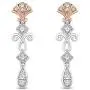Jewelili Enchanted Disney Fine Jewelry 14K Rose Gold over Sterling Silver 1/6 CTTW Diamond Ariel Shell Earring