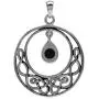 Silvershake Genuine Black Onyx 925 Sterling Silver Celtic Knot Drop Dangle Pendant with 18 Inch Chain Necklace