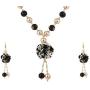 Efulgenz Jewelry Set Black Floral Faux Pearl Beads Strand Necklace Earrings Fashion Costume Jewelry Women Girls