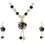 Efulgenz Jewelry Set Black Floral Faux Pearl Beads Strand Necklace Earrings Fashion Costume Jewelry Women Girls
