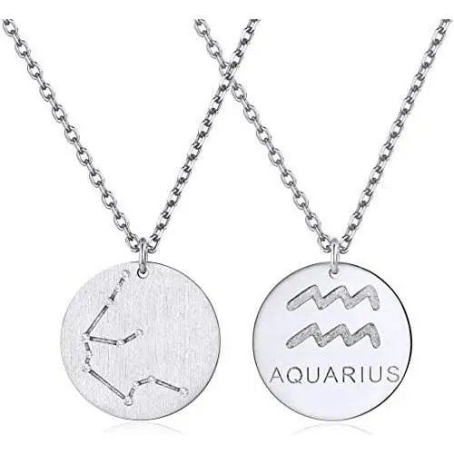 ChicSilver 925 Sterling Silver 12 Constellation Necklace Round Astrology Horoscope Zodiac Sign Pendant Necklace, Silver/Gold (with Gift Box) ChicSilver 925 Sterling Silver 12 Constellation Necklace Round Astrology Horoscope Zodiac Sign Pendant Necklace, Silver/Gold (with Gift Box)