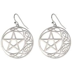 cooltime Stainless Steel Pentacle Dangle Drop Earrings Pentagram Celtic Knot Star Circle Crescent Charm Jewelry for Women