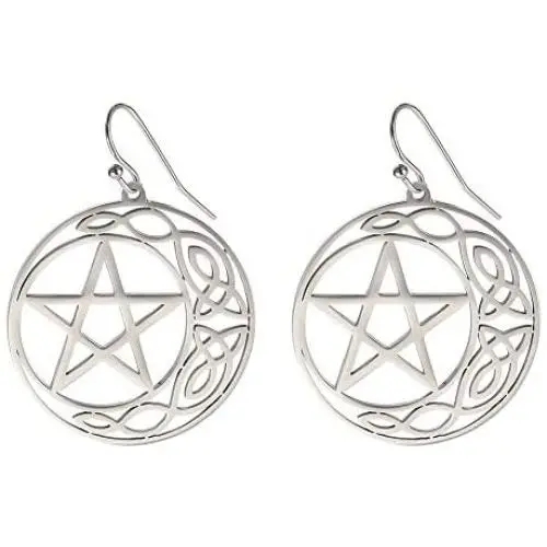 cooltime Stainless Steel Pentacle Dangle Drop Earrings Pentagram Celtic Knot Star Circle Crescent Charm Jewelry for Women
