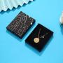HJL Birth Flower Necklace for Women 18K Gold Plated Paperclip Chain Necklace Month Flower Embossed Coin Disc Pendant Necklace Bohemian Personalized Birthday Jewelry Gift
