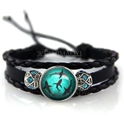 WUSHIMAOYI Circling Sharks Bracelet Personalized Jewelry Leather Bracelet Gifts Customize Your Own Style