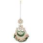Aheli Indian Ethnic Faux Kundan Beaded Red Enamel Maang Tikka Earrings Set Wedding Fashion Jewelry for Women