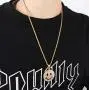 Unisex Hip Hop Golden Stainless Steel Iced out Smile Face Pendant Best Friend Happy Necklace with 24 Inch Chain Unisex Hip Hop Golden Stainless Steel Iced out Smile Face Pendant Best Friend Happy Necklace with 24 Inch Chain