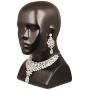 Touchstone Hollywood Glamour Pretty Filigree White Rhinestone Studded Diamond Look Designer Bridal Jewelry hasli Necklace Set for Women in Silver Tone