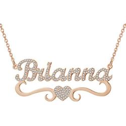 AIJIAO Sparkling Name Necklace Personalized Custom with Crystal Diamond Inlaid Choker for Women Girl Mom Jewelry Gifts -925 Sterling Silver & Stainless Steel