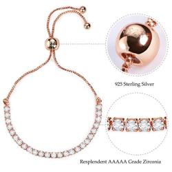 J.Fée Sterling Silver Bracelet, S925 Tennis Bracelet Sparkling 5A Cubic Zirconia Adjustable Bracelet for Women Girls to Mother Day, Exquisite Box
