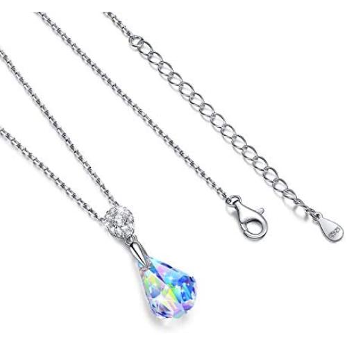 Aurora Borealis Jewelry for Women Girls,Sterling Silver Necklaces Earrings Crystal from Swarovski,Mothers Day Gift for Her