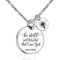 UOIPENGYI Christian Necklace Bible Verse Cross Pendant Prayer Charm Necklace Faith Religious Jewelry for Women Girls