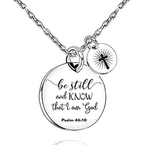 UOIPENGYI Christian Necklace Bible Verse Cross Pendant Prayer Charm Necklace Faith Religious Jewelry for Women Girls