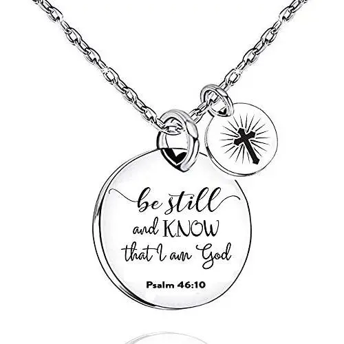 UOIPENGYI Christian Necklace Bible Verse Cross Pendant Prayer Charm Necklace Faith Religious Jewelry for Women Girls