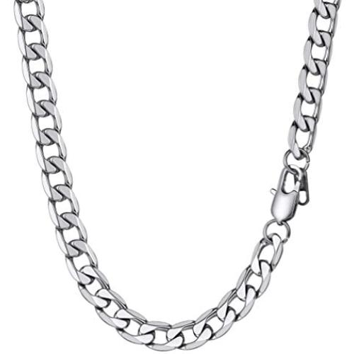 PROSTEEL Stainless Steel Cuban Chain Necklaces/Bracelets for Men Women, Black/18K Gold Plated, Nickel-Free, Hypoallergenic Jewelry, 4mm-13mm, 7.5''/8.3'',14''-30'', Come Gift Box