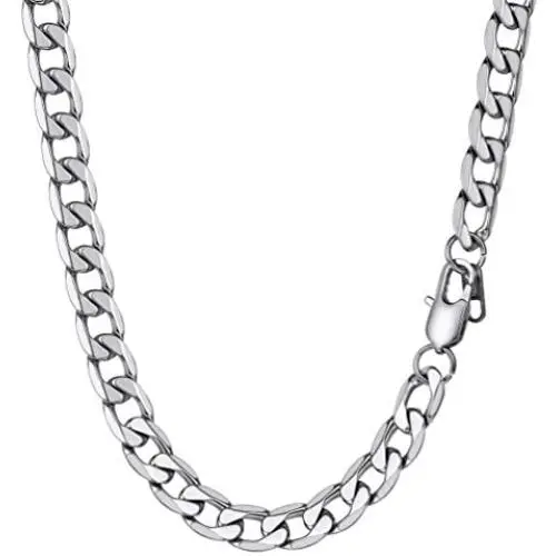 PROSTEEL Stainless Steel Cuban Chain Necklaces/Bracelets for Men Women, Black/18K Gold Plated, Nickel-Free, Hypoallergenic Jewelry, 4mm-13mm, 7.5''/8.3'',14''-30'', Come Gift Box