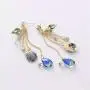 DAMLENG Sparkly Bohemia Long Tassel Blue Ocean Shell Dangle Earrings Shine Rhinestone Scallop Beach Earrings for Women Girls Charm Statement Colorful Crystal Jewelry