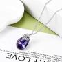 YALONG Birthstone Necklace for Women Austrian Crystal Teardrop Pendant Olive Leaf Dove 14K White Gold Plated Dainty Silver Chain Choker Jewelry Gift Girl