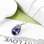 YALONG Birthstone Necklace for Women Austrian Crystal Teardrop Pendant Olive Leaf Dove 14K White Gold Plated Dainty Silver Chain Choker Jewelry Gift Girl