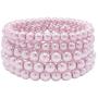 T-Doreen 5 Pcs Faux Pearl Bracelet Set for Women Beaded Stretch Strand Bracelets for Bridesmaid,Bridal,Party Jewelry