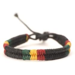 Rasta plaided hippie bracelet leather cotton braided bob marley wristband