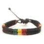 Rasta plaided hippie bracelet leather cotton braided bob marley wristband Rasta plaided hippie bracelet leather cotton braided bob marley wristband