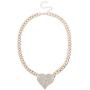 LUX ACCESSORIES Bling Heart Chain Earring Bracelet Necklace Jewelry Gift Set 3PC