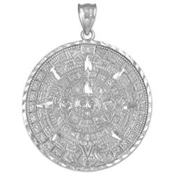 925 Sterling Silver Aztec Charm Mayan Calendar Pendant