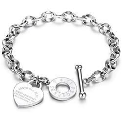 JUPPE 14K Rose Gold Titanium Steel Engraved Bracelet Personalized Bangle Gift for Women Girls
