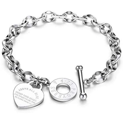 JUPPE 14K Rose Gold Titanium Steel Engraved Bracelet Personalized Bangle Gift for Women Girls