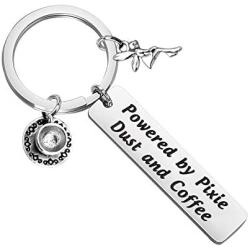 KUIYAI Powered by Pixie Dust and Coffee Keychain Funny Caffeine Keychain Coffee Lover Gift