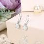 EVER FAITH 925 Sterling Silver Ear Jewelry Single 6MM Round White Opal Simple Leverback Dangle Earrings for Women