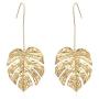 Mountainer Bohemian Hollow Palm Leaf Long Chain Dangle Earrings Vintage Monstera Leaves Metal Drop Earrings for Women Holiday Beach Jewelry