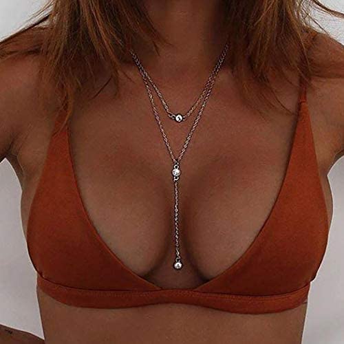 Jeairts Boho Crystal Layered Necklace Pendant Chain Y Necklaces Jewelry for Women and Girls