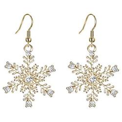 EVER FAITH Womens Austrian Crystal Winter Party Snowflake Pierced Hook Dangle Earrings