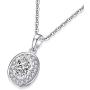 AINUOSHI Oval Cut Rhodium Plated Sterling Silver Cubic Zirconia CZ Halo Anniversary Pendant Necklace