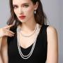 EVER FAITH Womens Crystal Cream Simulated Pearl 1920s Gatsby Multilayer Vintage Bridal Jewelry Set with Flower Brooch