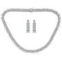 Art Deco Style Fashion Bridal Multi Marquise AAA CZ Statement Collar Tennis Necklace Matching Chandelier Dangle Earrings Jewelry Set for Women Wedding Prom Pageant Silver Plated