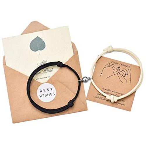 PPJew Couples Bracelet Set Magnetic Mutual Attraction Matching Relationship Adjustable Bracelets for Women Men Boyfriend Girlfirend Lover Him Her Best Friend 2pcs