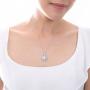 BERRICLE Rhodium Plated Sterling Silver Cubic Zirconia CZ Art Deco Filigree Milgrain Fashion Necklace and Earrings Set