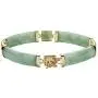 Goldtone over Sterling Silver Macaroni Link Genuine Green Jade, Dragon Link Bracelet (8.5mm), Box Clasp, 7.25 inches