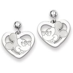 Roy Rose Jewelry Sterling Silver Mickey Mouse Heart Dangle Post Earrings Trademark and Licensed